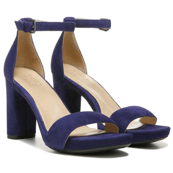 NATURALIZER Joy Womens Square Toe Dress Sandals In Haven Blue Suede - Picture 1 of 7